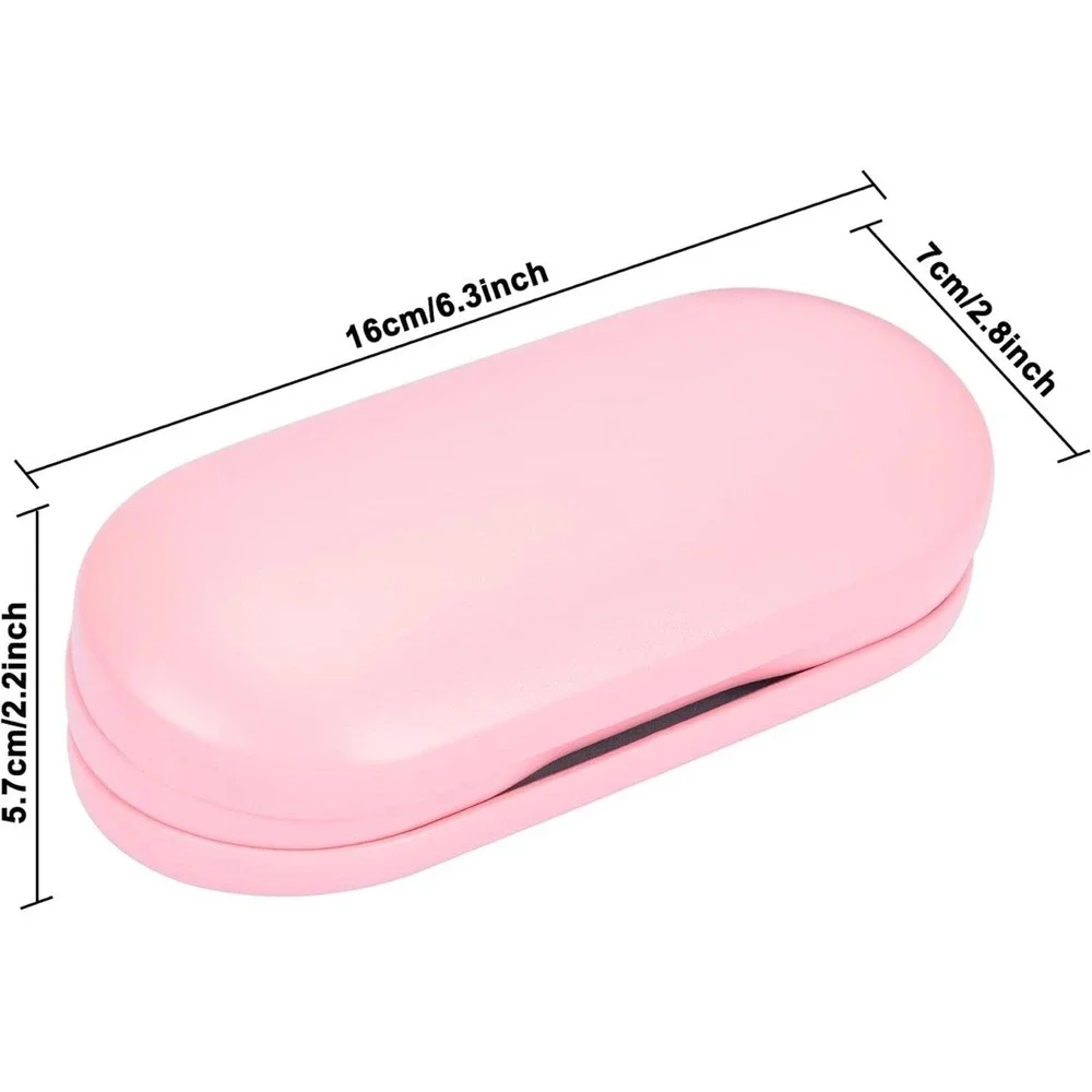 Pink 2-in-1 Dual Eyeglass and Contact Lens Case Travel Kit with Mirror and Tools